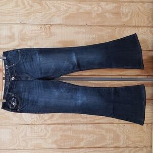 Grace in LA Dark Wash Trouser Flare Leg Jeans Size 29